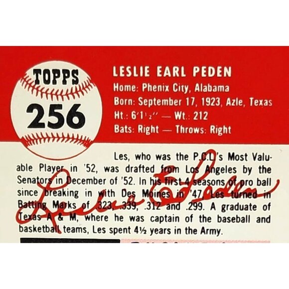 Les Peden Washington Senators Catcher 1953 Topps Baseball Card - Vintage Reprint - Picture 4 of 5